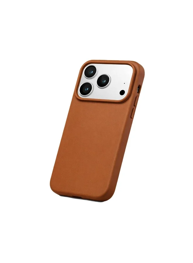 موبكوس جراب جلدي فاخر لهاتف آيفون 17 برو ماكس - لون بني فاتح مع شحن لاسلكي مغناطيسي، مصنوع من جلد فاخر. يجمع هذا الجراب الفاخر بين الأناقة والمتانة، ليمنحك مظهرًا أنيقًا وراقيًا مع توفير حماية فائقة.